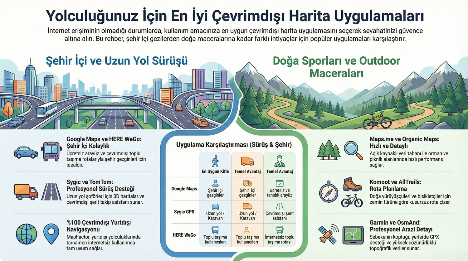 Harita Uygulamaları – Karşılaştırma İnfografiği
